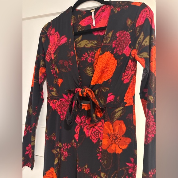 Red, pink, and black floral Free People Jumpsuit. XS - Picture 3 of 4